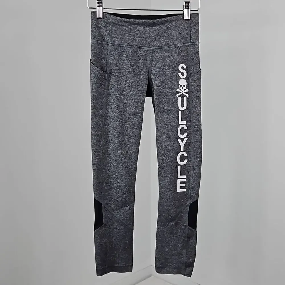 Lululemon‎ x SoulCycle Pace Rival Gray Cropped Leggings | Women's 2